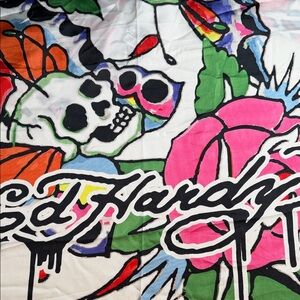 Ed Hardy Multicolor Skull and Floral Scarf